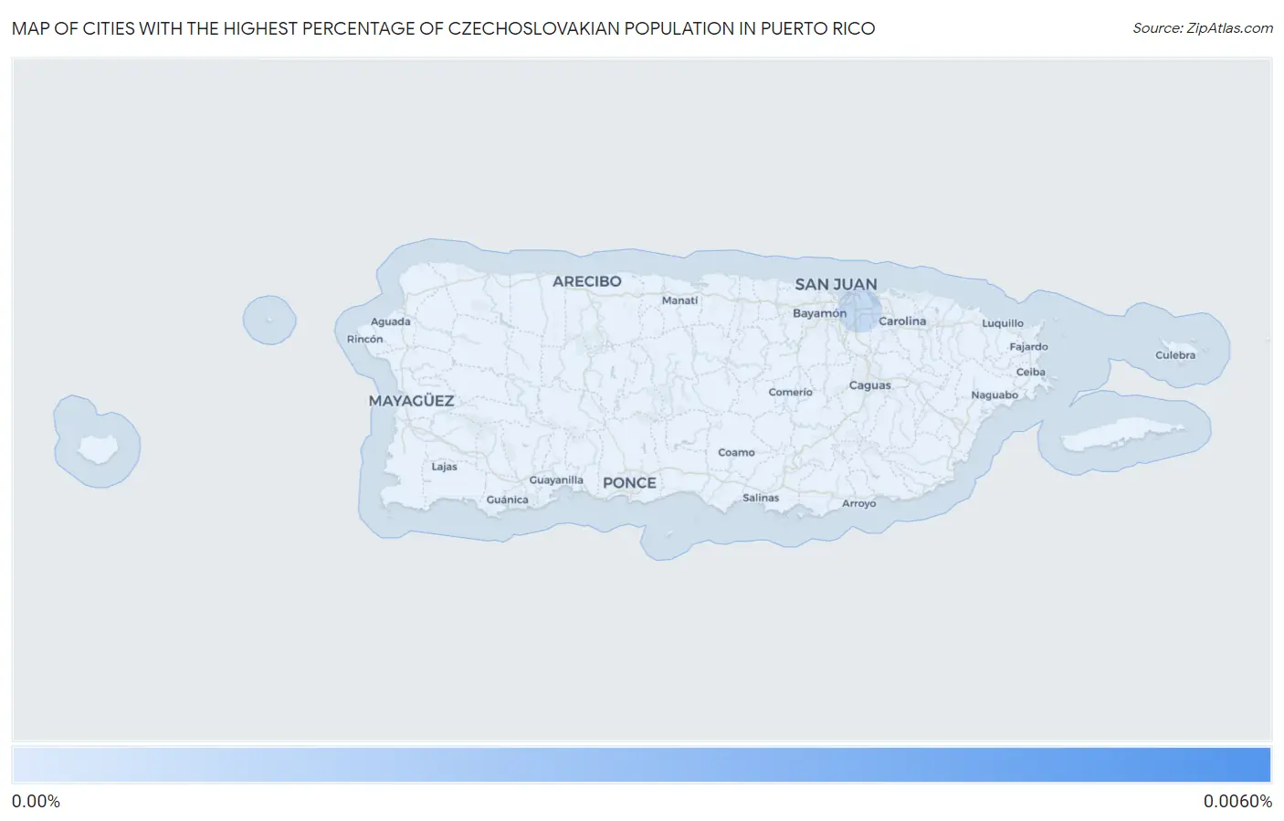 Cities with the Highest Percentage of Czechoslovakian Population in Puerto Rico Map