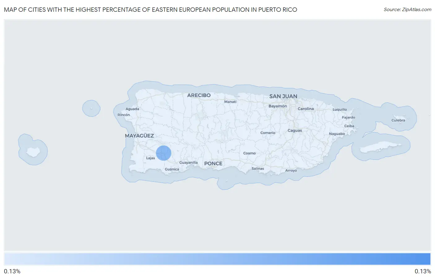 Cities with the Highest Percentage of Eastern European Population in Puerto Rico Map