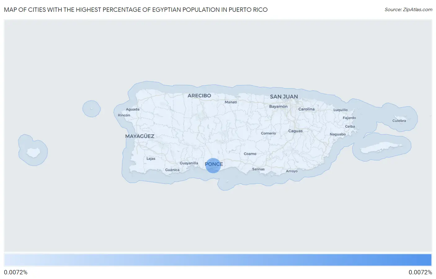 Cities with the Highest Percentage of Egyptian Population in Puerto Rico Map