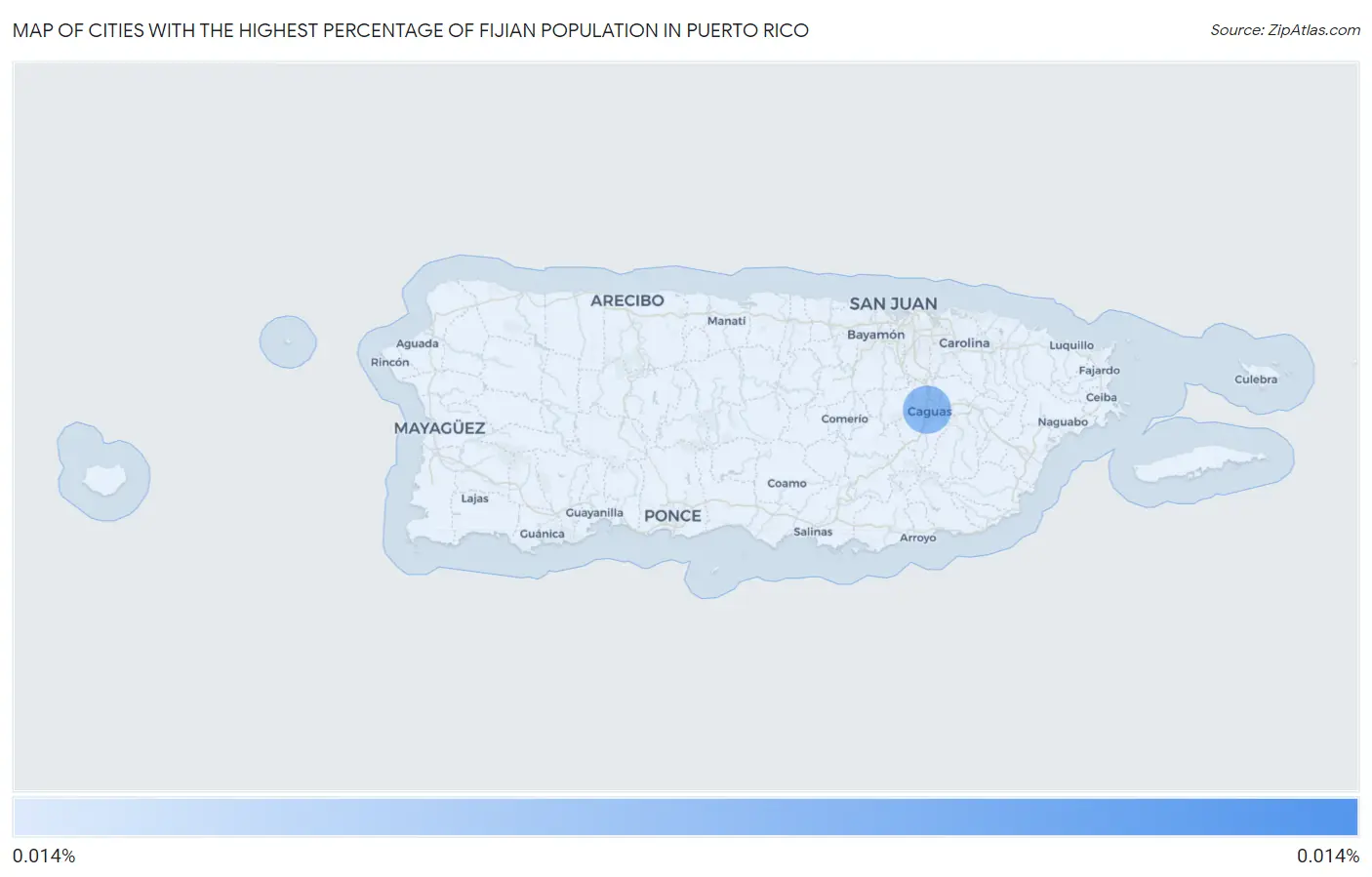 Cities with the Highest Percentage of Fijian Population in Puerto Rico Map
