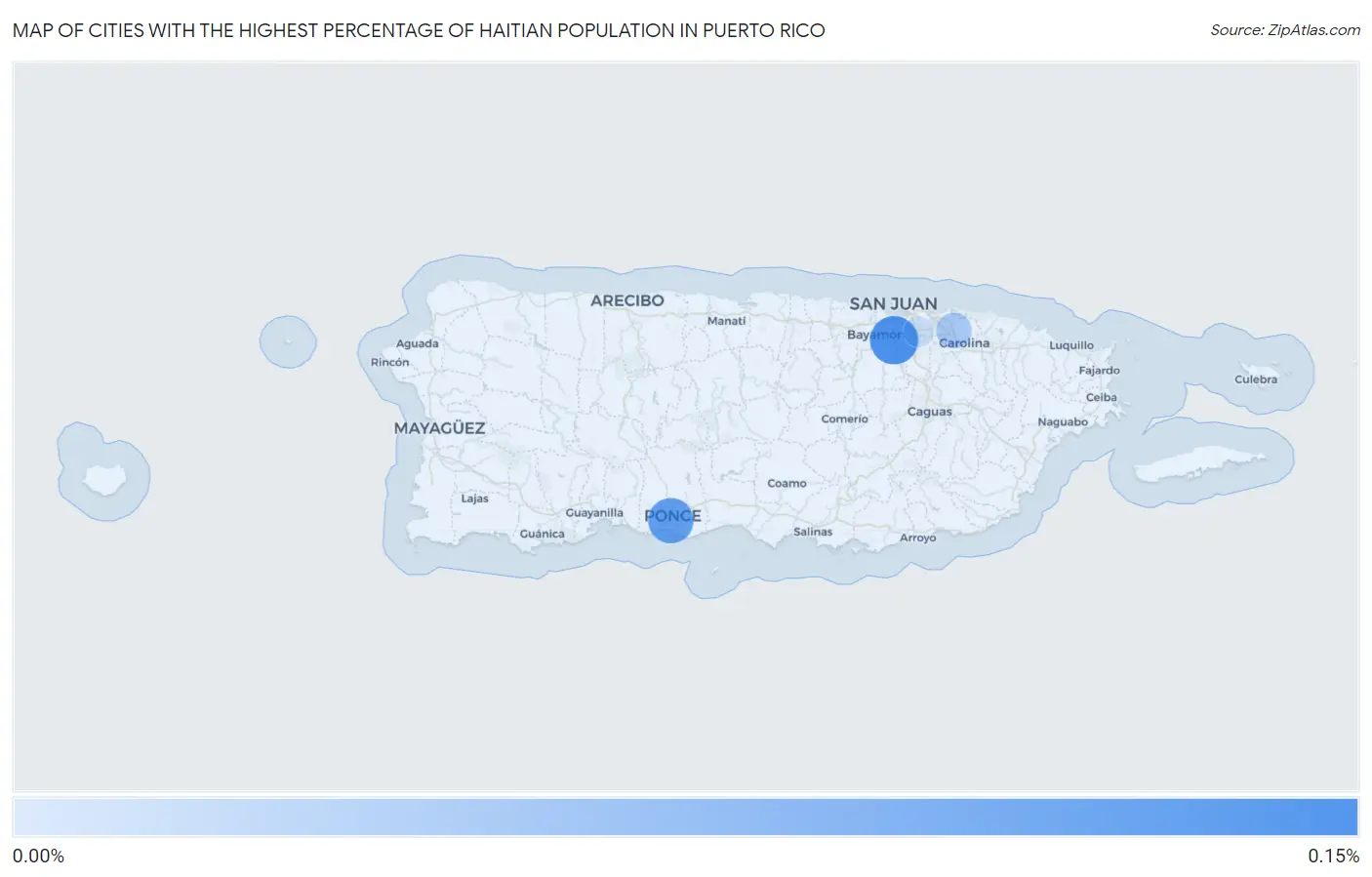 Cities with the Highest Percentage of Haitian Population in Puerto Rico Map