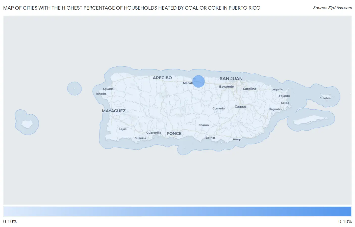 Cities with the Highest Percentage of Households Heated by Coal or Coke in Puerto Rico Map