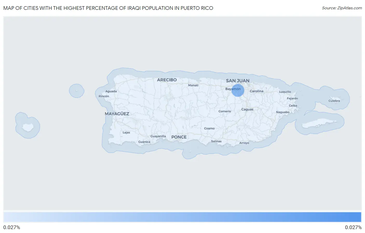 Cities with the Highest Percentage of Iraqi Population in Puerto Rico Map