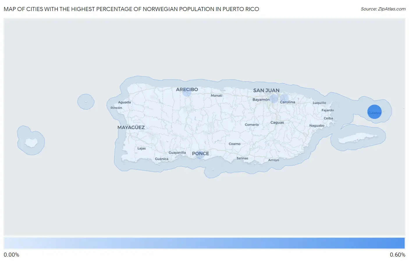 Cities with the Highest Percentage of Norwegian Population in Puerto Rico Map