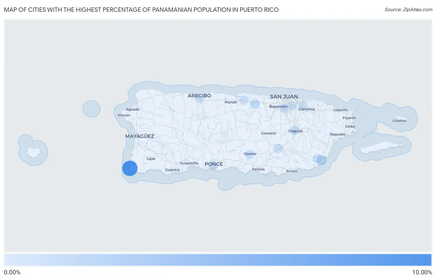 Cities with the Highest Percentage of Panamanian Population in Puerto Rico Map