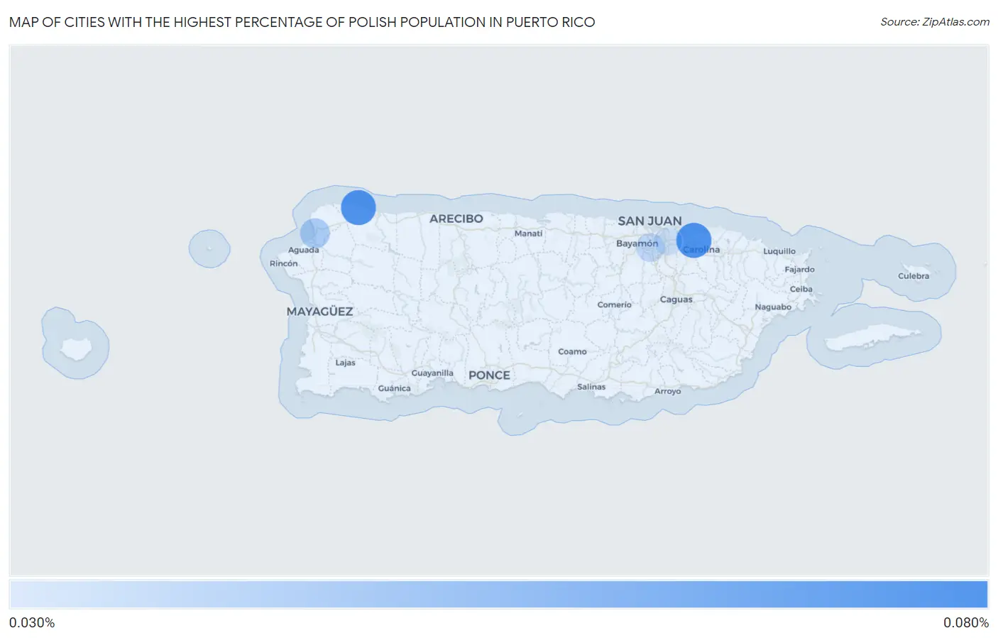 Cities with the Highest Percentage of Polish Population in Puerto Rico Map