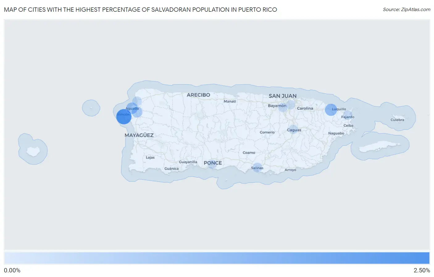 Cities with the Highest Percentage of Salvadoran Population in Puerto Rico Map
