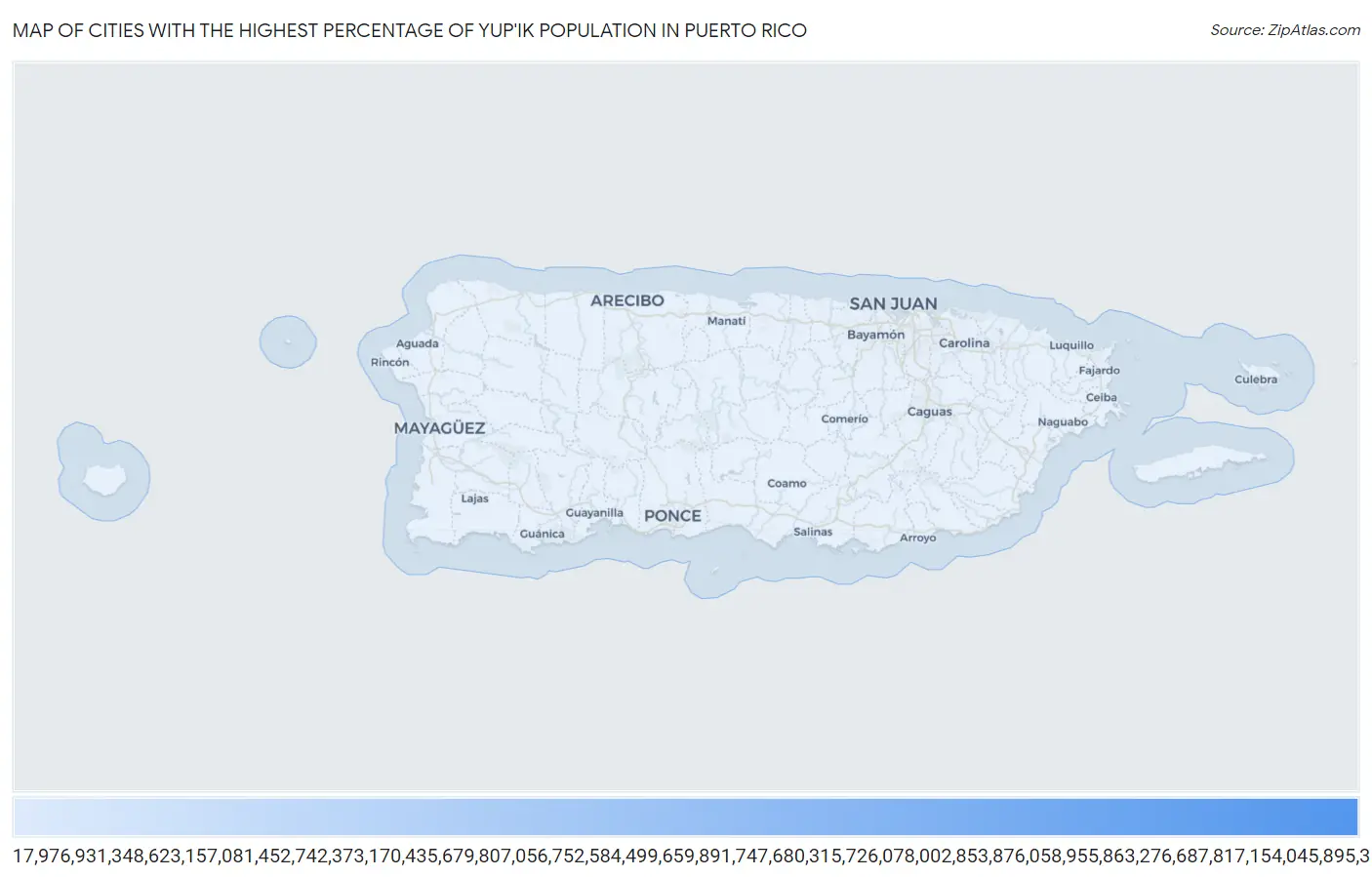 Cities with the Highest Percentage of Yup'ik Population in Puerto Rico Map