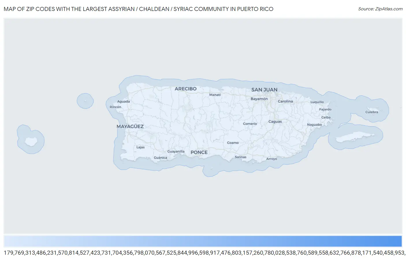 Zip Codes with the Largest Assyrian / Chaldean / Syriac Community in Puerto Rico Map