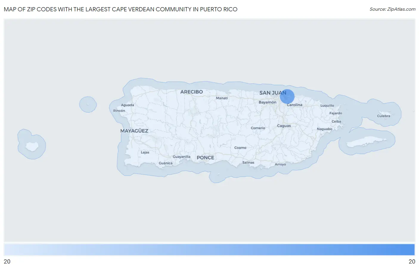 Zip Codes with the Largest Cape Verdean Community in Puerto Rico Map