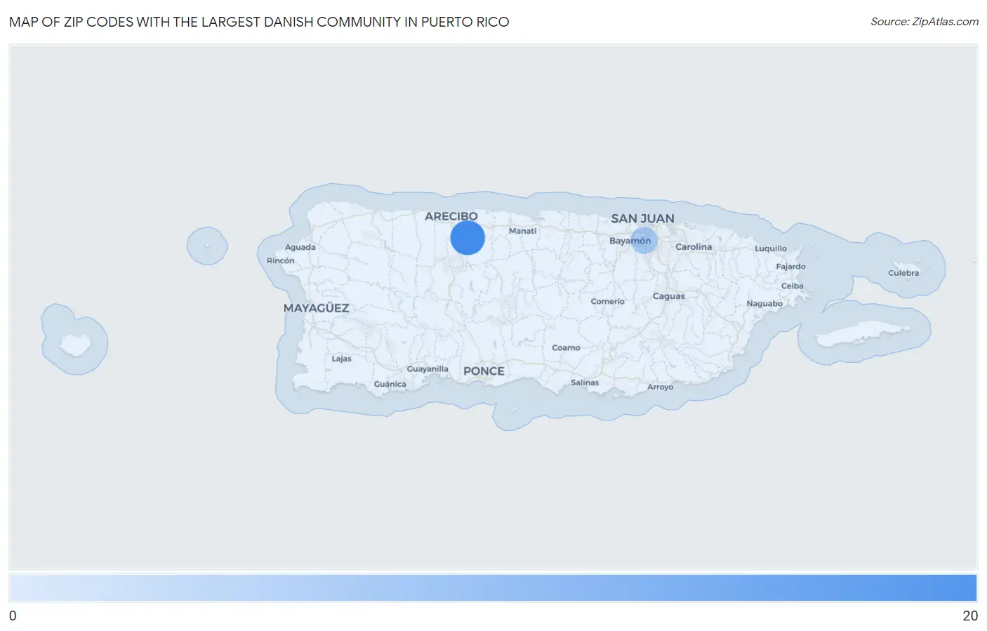 Zip Codes with the Largest Danish Community in Puerto Rico Map
