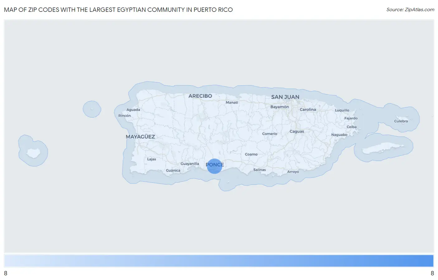 Zip Codes with the Largest Egyptian Community in Puerto Rico Map