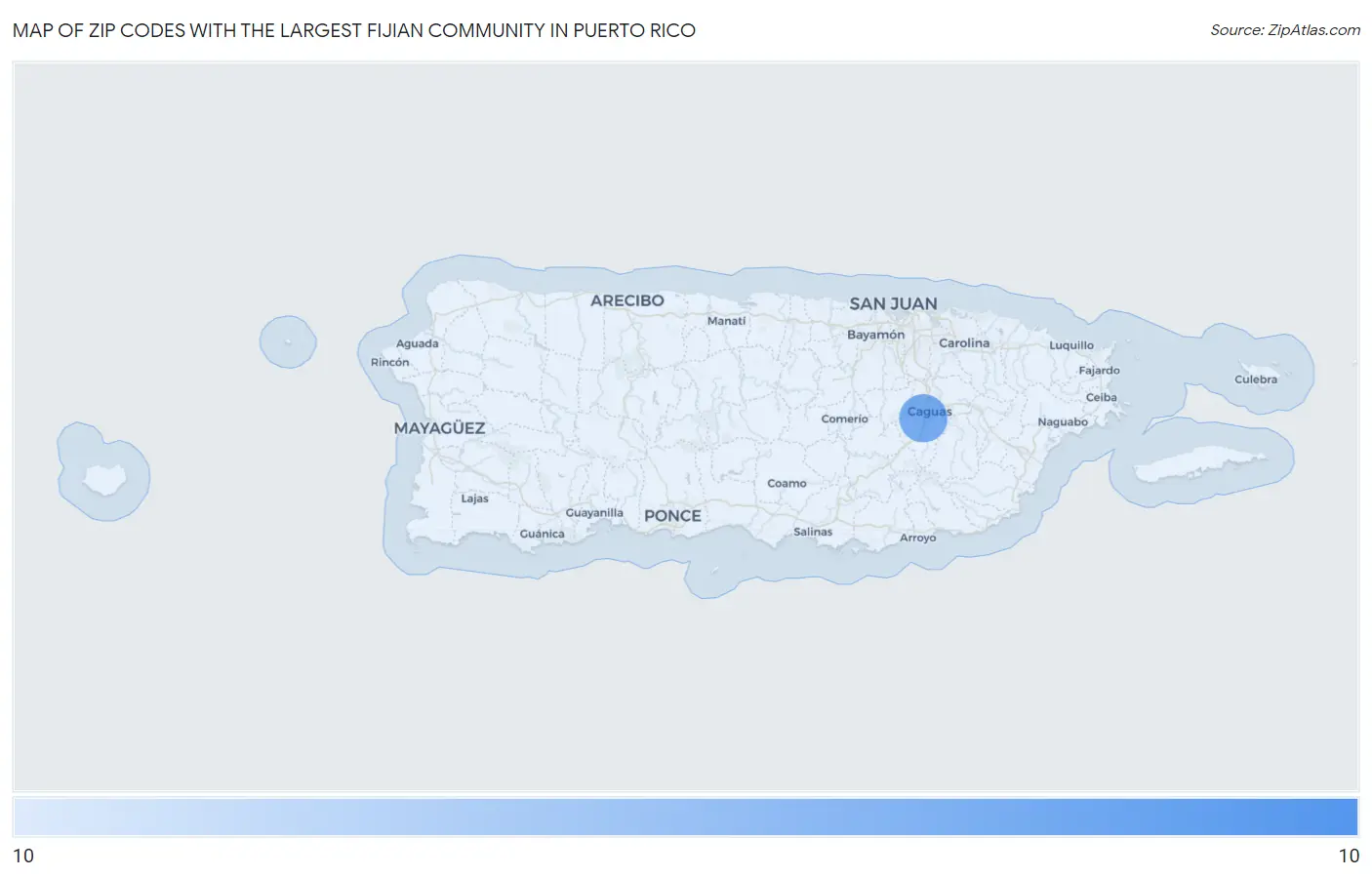 Zip Codes with the Largest Fijian Community in Puerto Rico Map