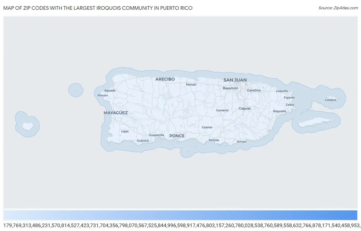 Zip Codes with the Largest Iroquois Community in Puerto Rico Map