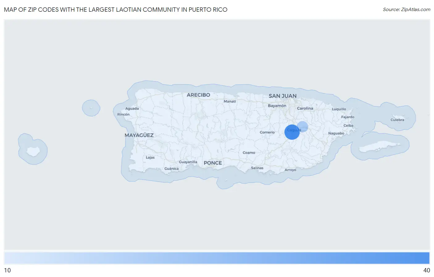 Zip Codes with the Largest Laotian Community in Puerto Rico Map