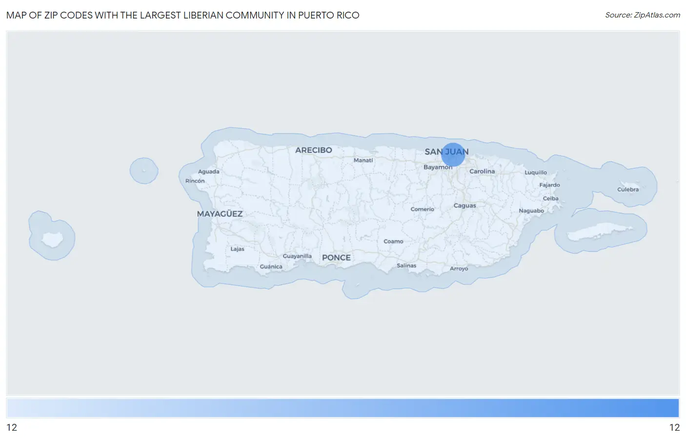 Zip Codes with the Largest Liberian Community in Puerto Rico Map