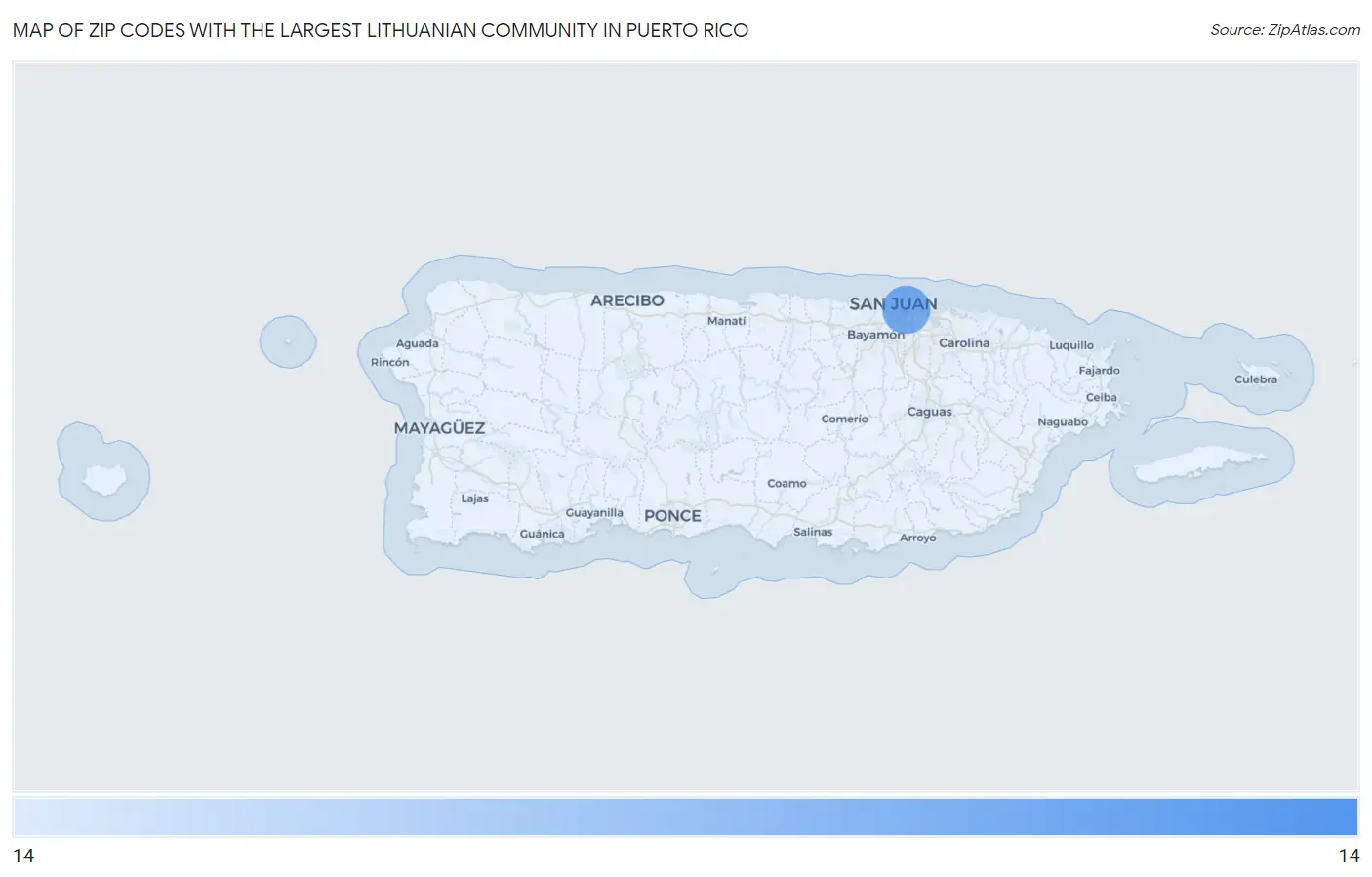 Zip Codes with the Largest Lithuanian Community in Puerto Rico Map