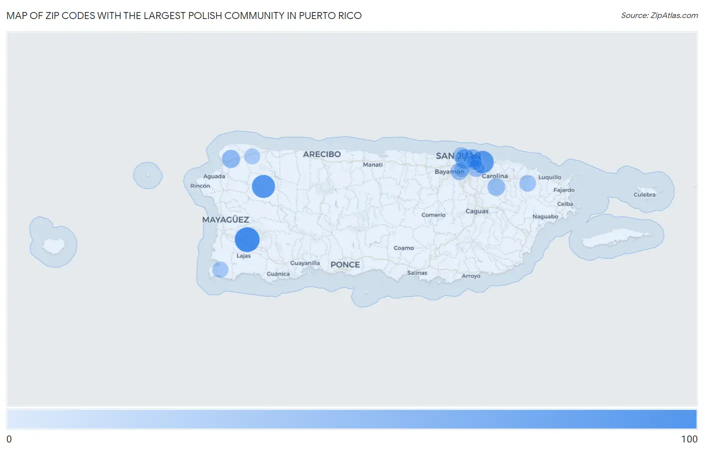 Zip Codes with the Largest Polish Community in Puerto Rico Map