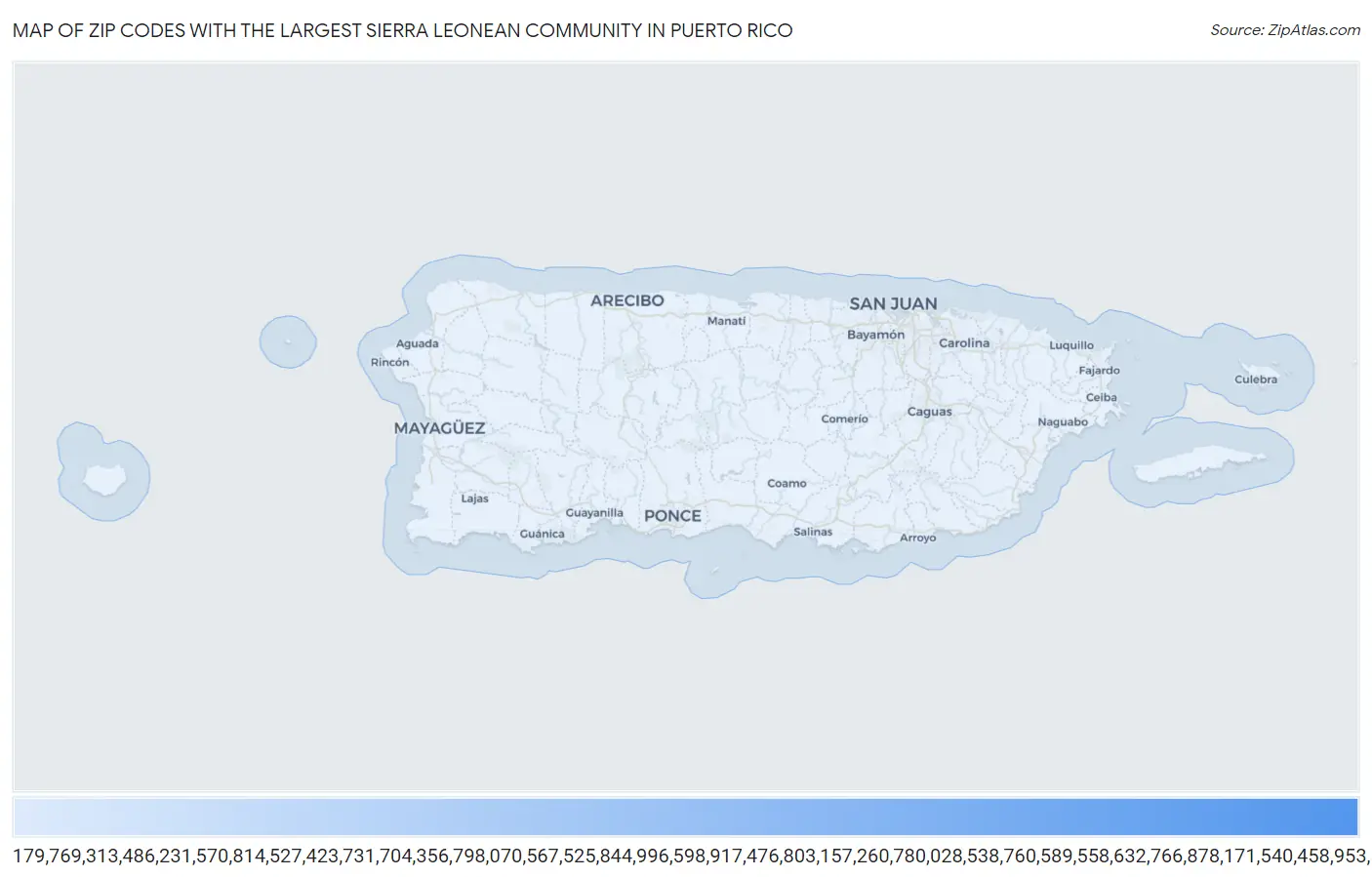 Zip Codes with the Largest Sierra Leonean Community in Puerto Rico Map