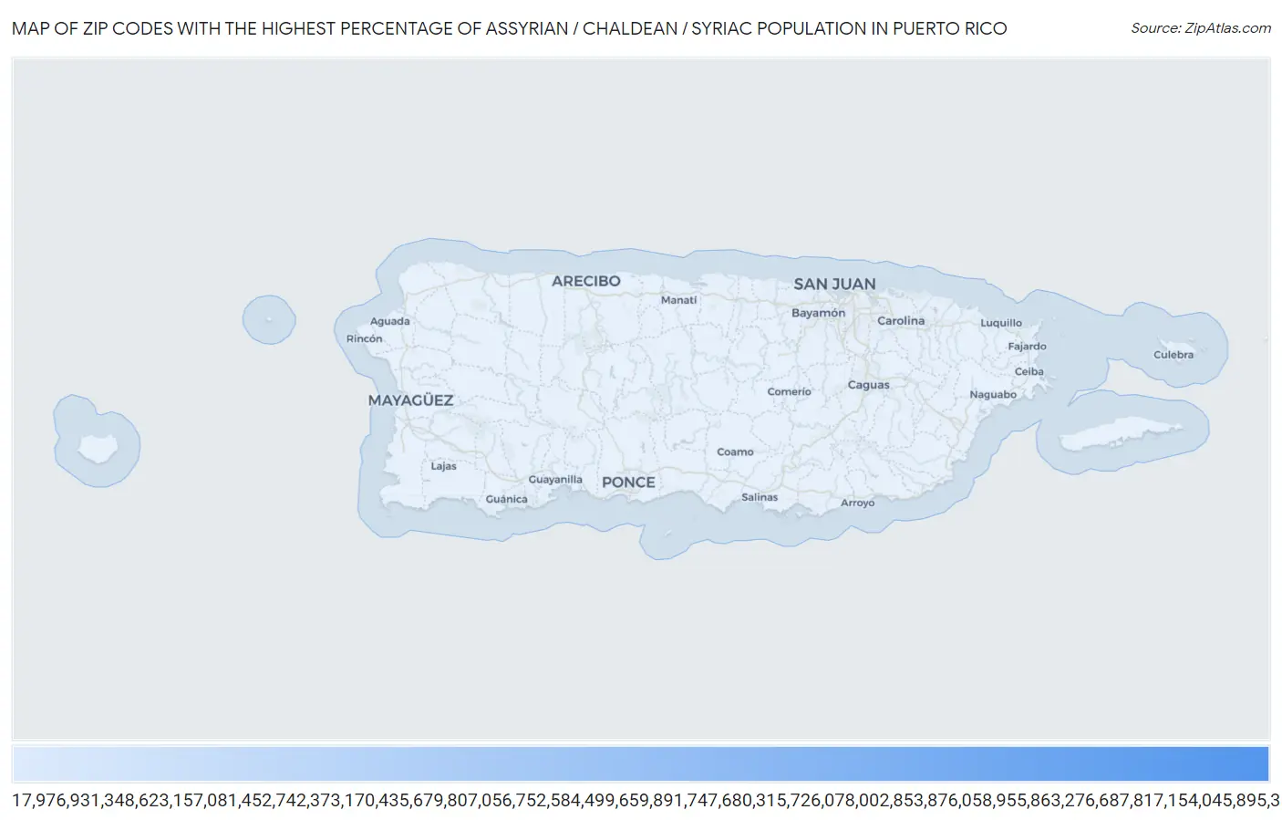 Zip Codes with the Highest Percentage of Assyrian / Chaldean / Syriac Population in Puerto Rico Map