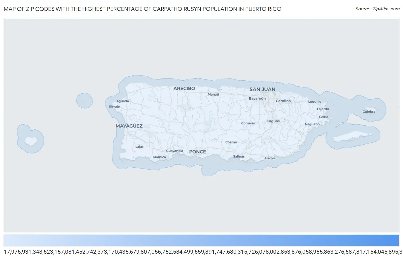 Zip Codes with the Highest Percentage of Carpatho Rusyn Population in Puerto Rico Map
