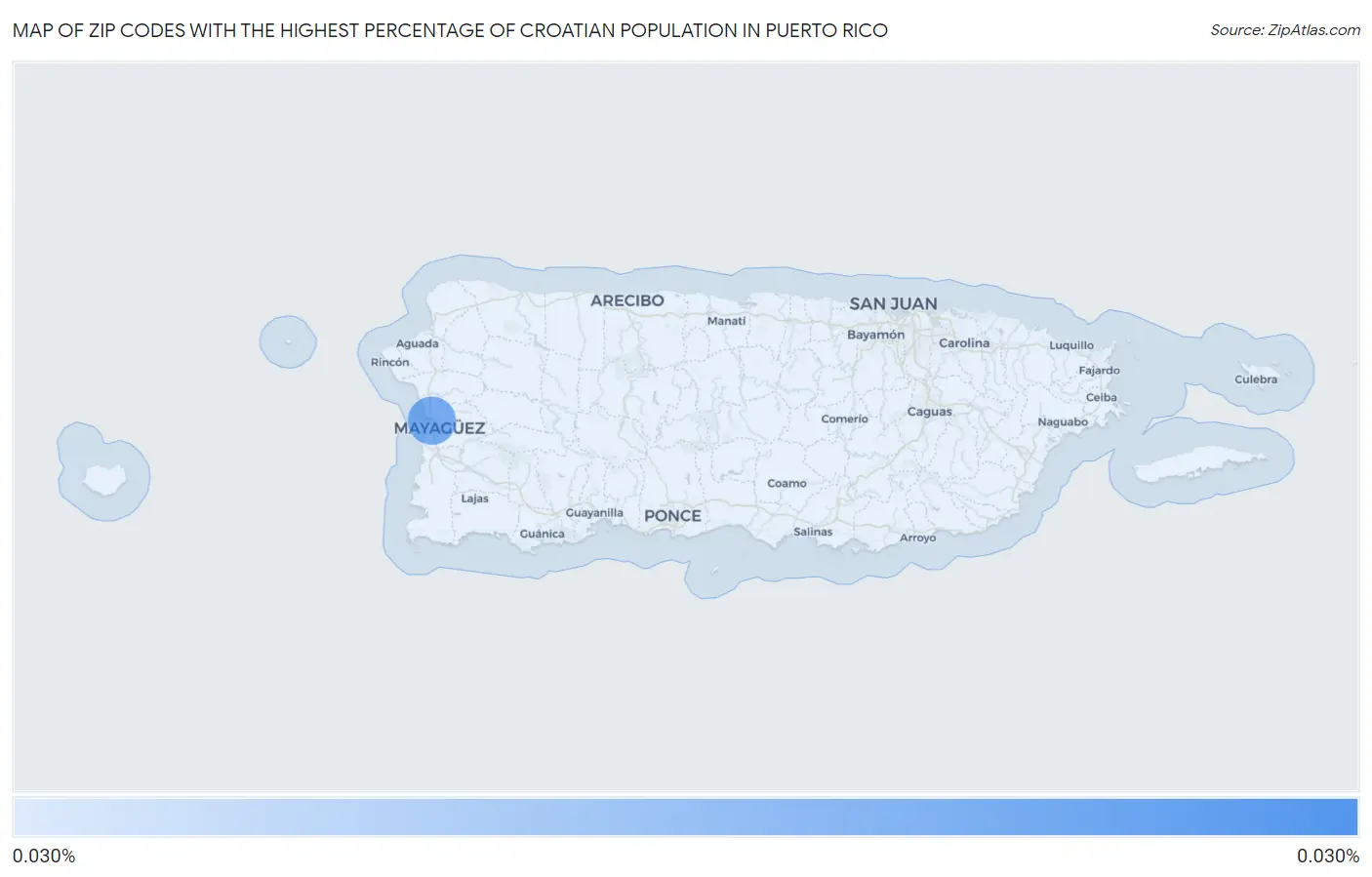 Zip Codes with the Highest Percentage of Croatian Population in Puerto Rico Map