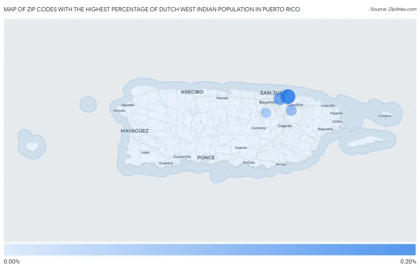Zip Codes with the Highest Percentage of Dutch West Indian Population in Puerto Rico Map