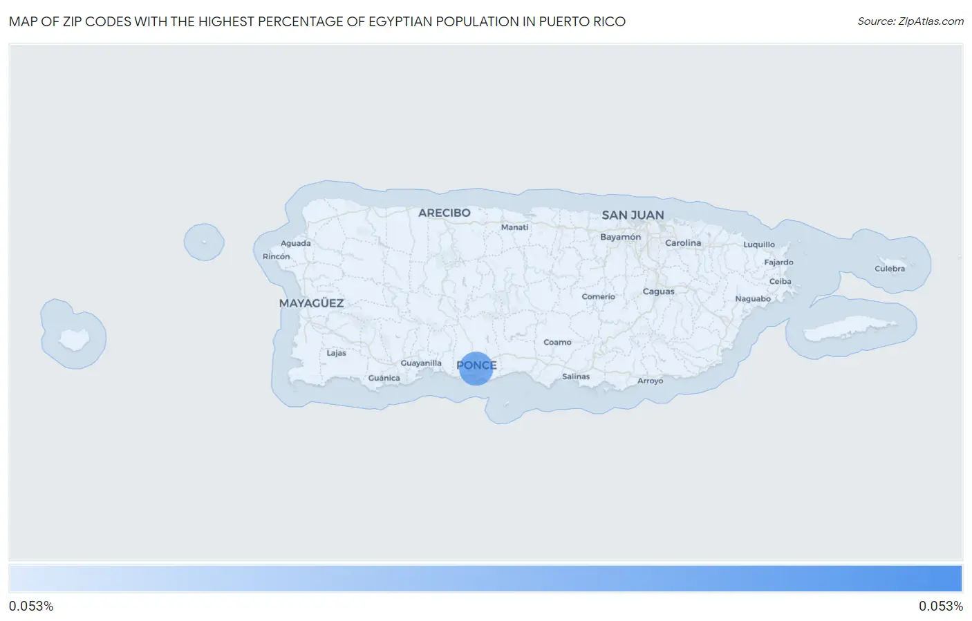 Zip Codes with the Highest Percentage of Egyptian Population in Puerto Rico Map