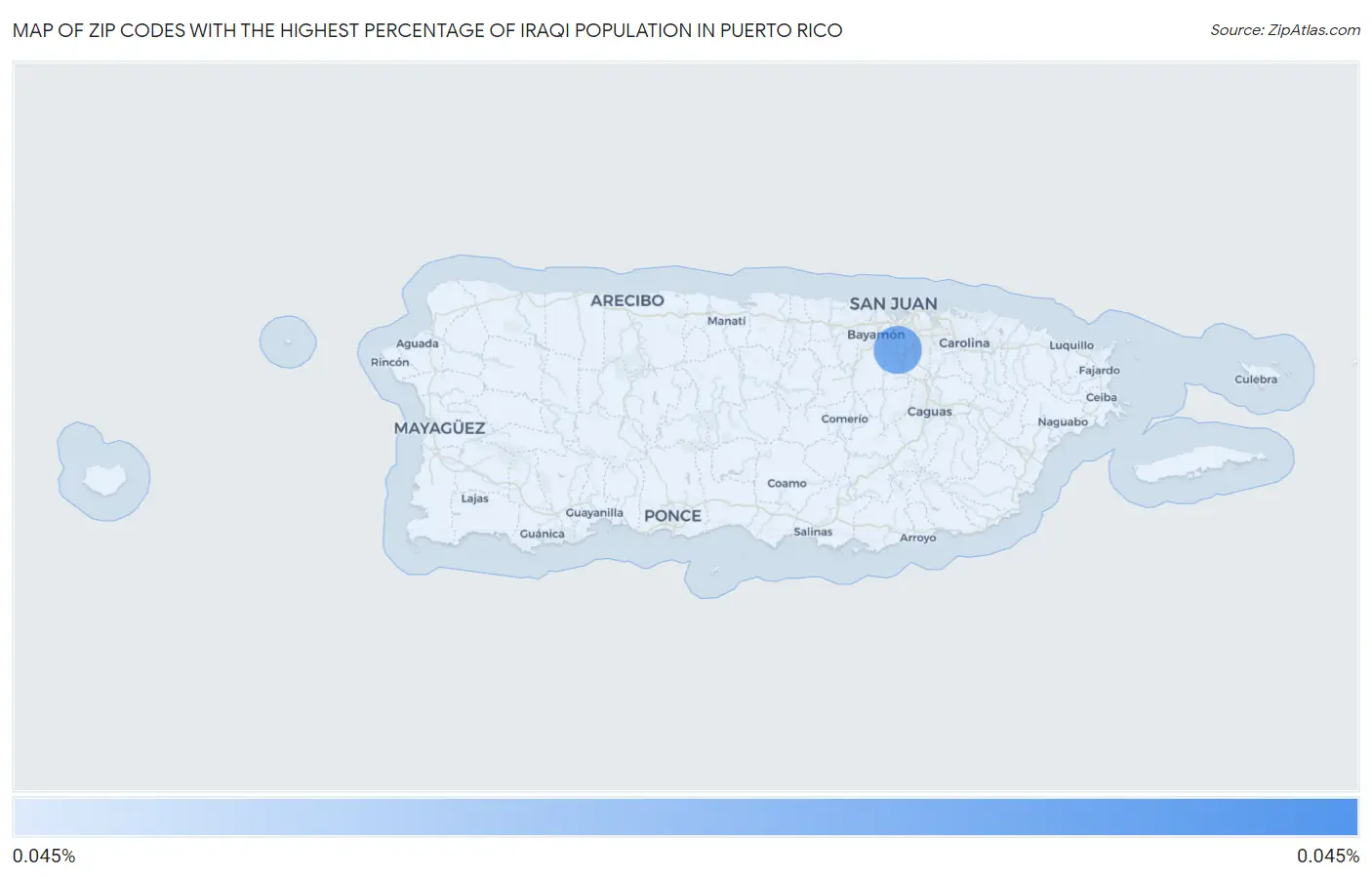 Zip Codes with the Highest Percentage of Iraqi Population in Puerto Rico Map
