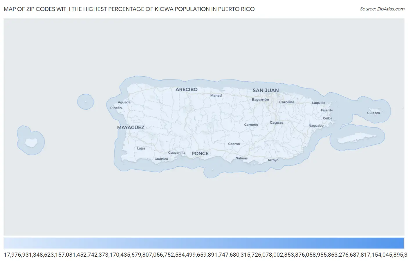 Zip Codes with the Highest Percentage of Kiowa Population in Puerto Rico Map