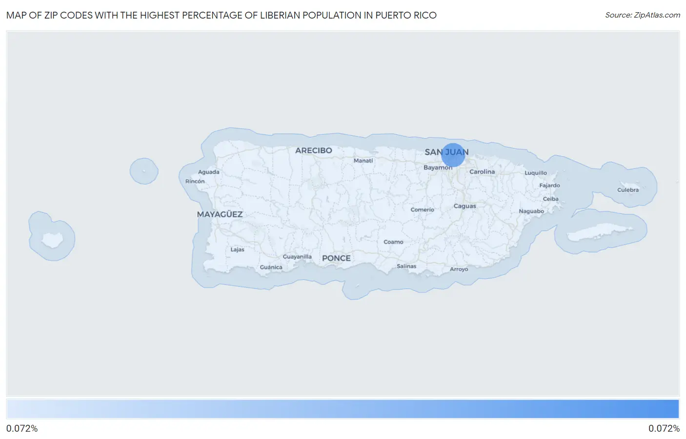 Zip Codes with the Highest Percentage of Liberian Population in Puerto Rico Map