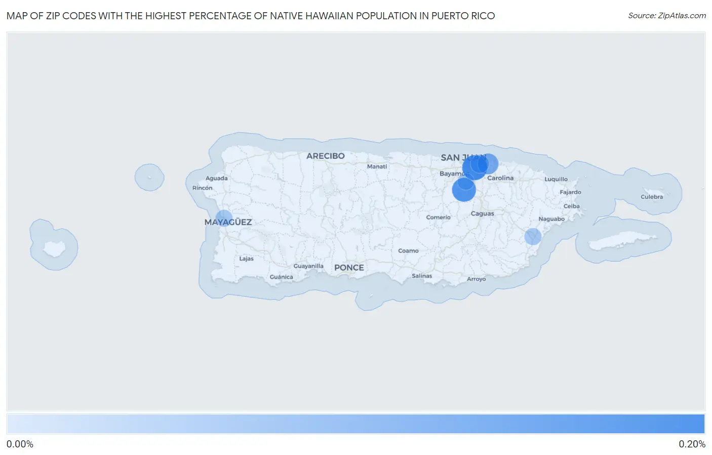 Zip Codes with the Highest Percentage of Native Hawaiian Population in Puerto Rico Map