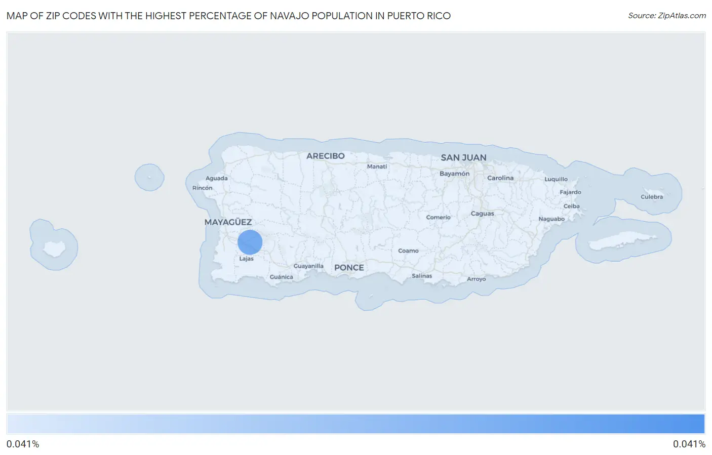 Zip Codes with the Highest Percentage of Navajo Population in Puerto Rico Map