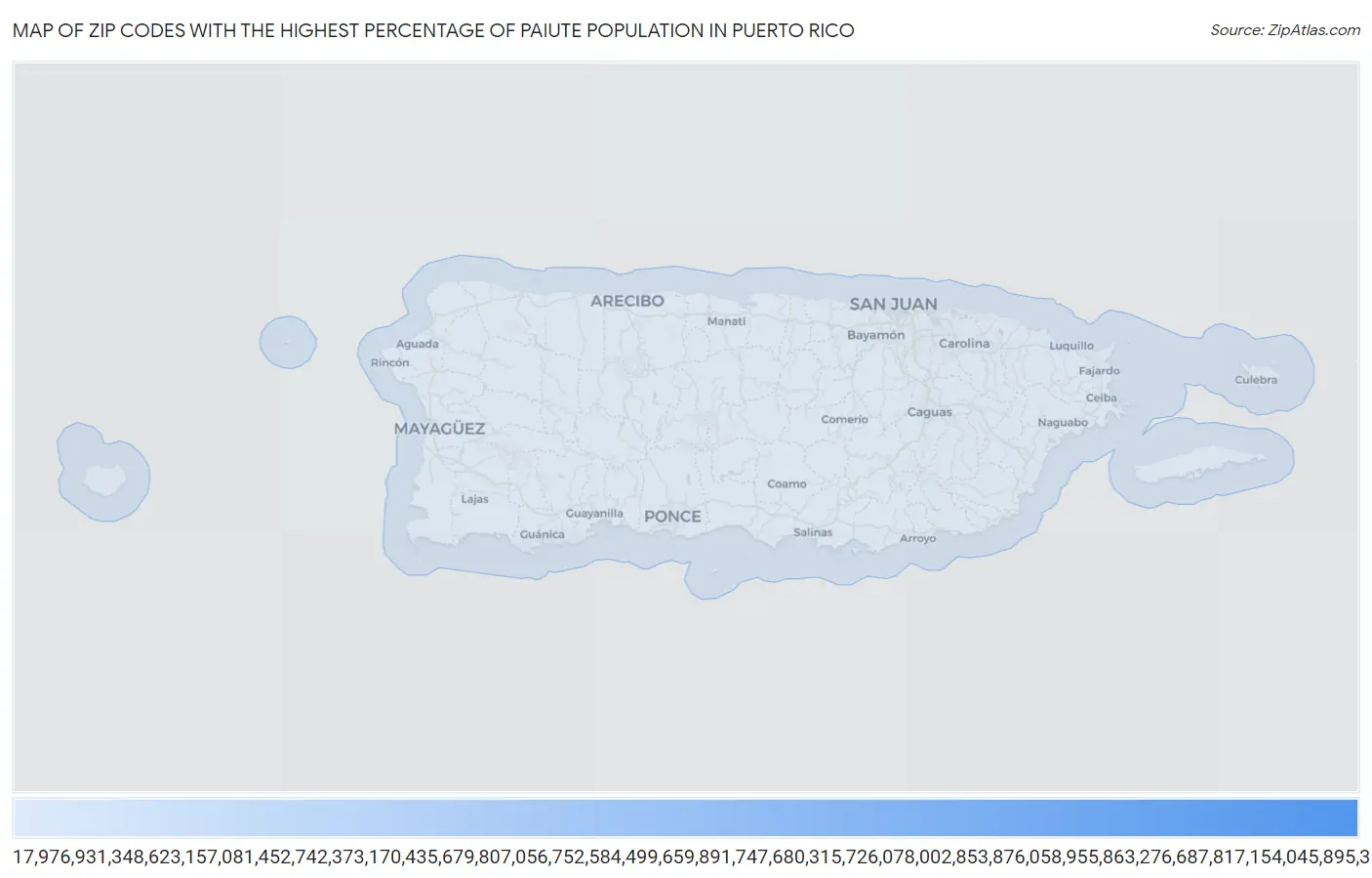 Zip Codes with the Highest Percentage of Paiute Population in Puerto Rico Map