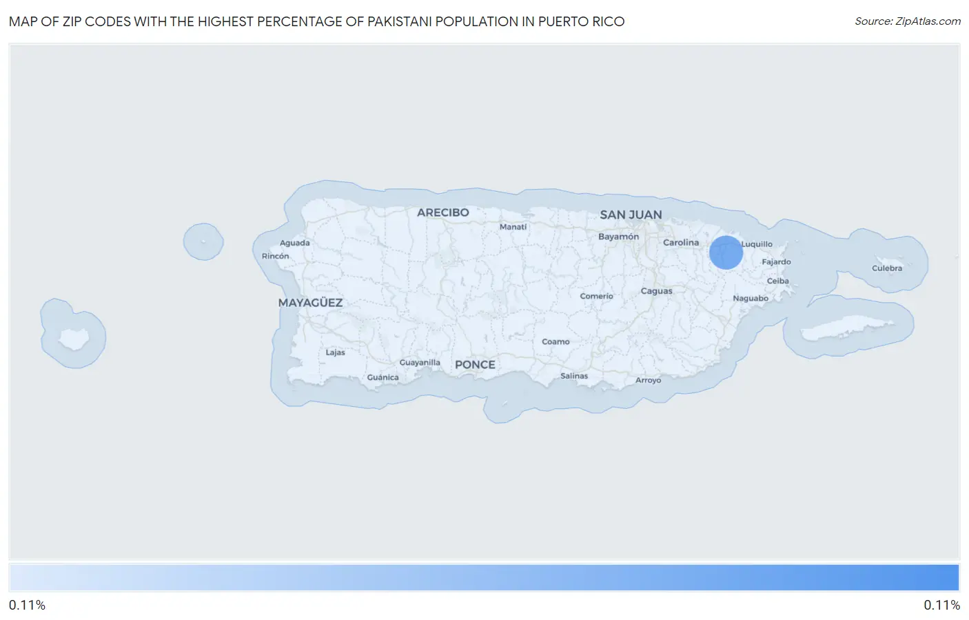 Zip Codes with the Highest Percentage of Pakistani Population in Puerto Rico Map