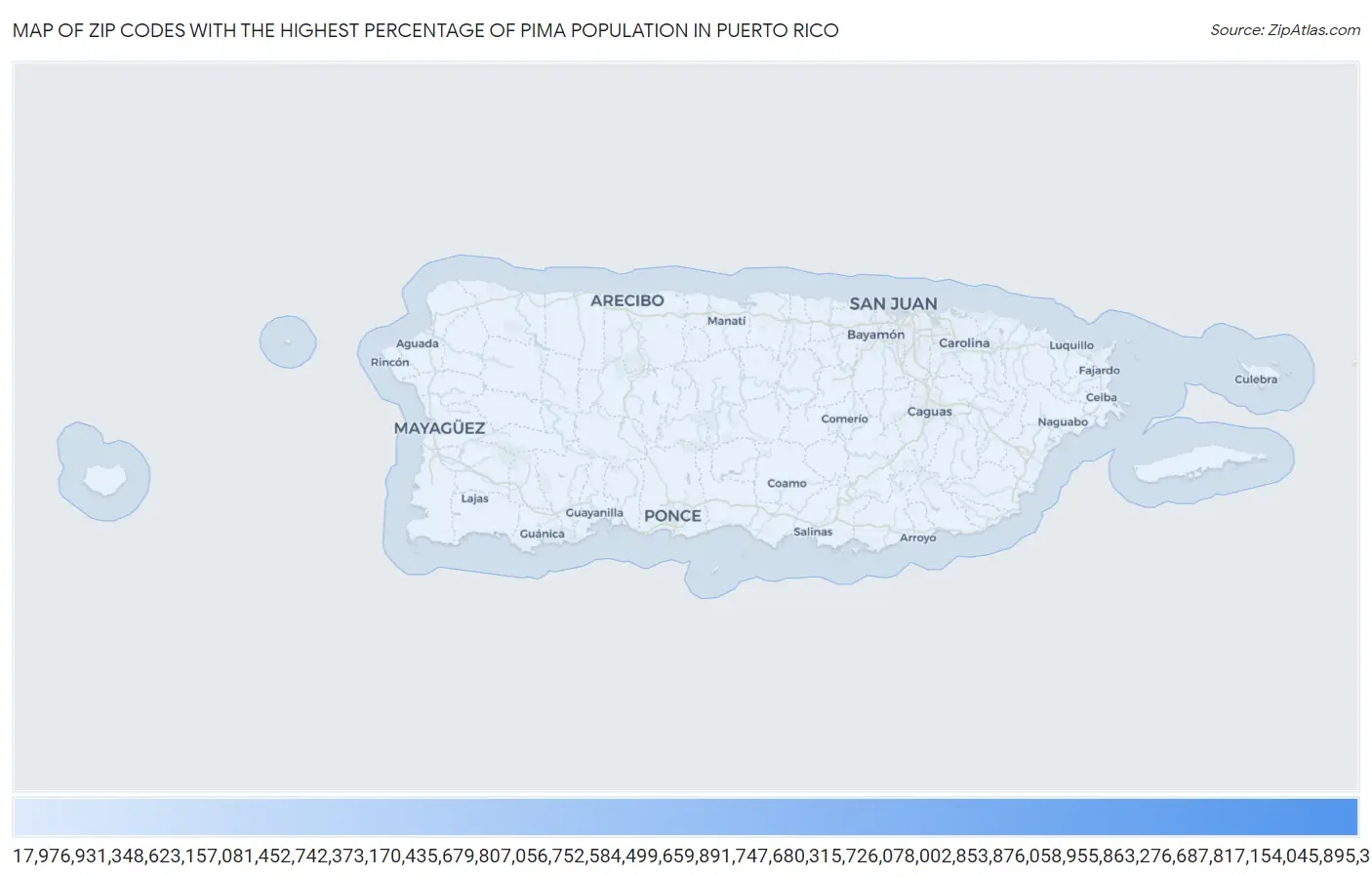 Zip Codes with the Highest Percentage of Pima Population in Puerto Rico Map