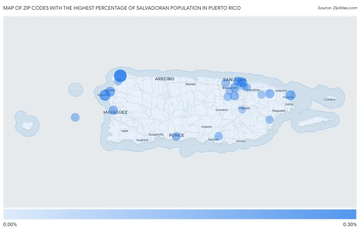 Zip Codes with the Highest Percentage of Salvadoran Population in Puerto Rico Map