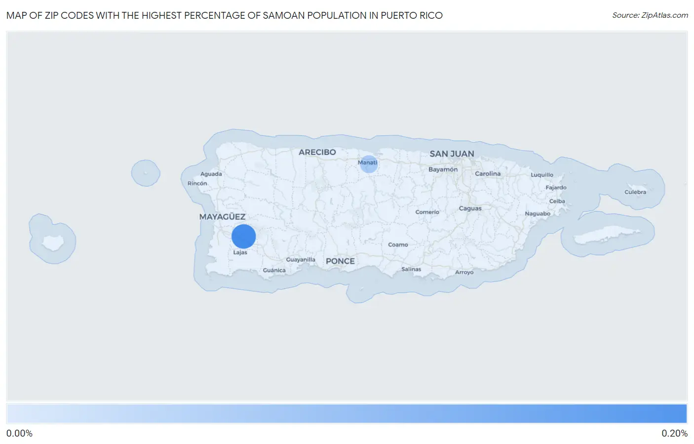 Zip Codes with the Highest Percentage of Samoan Population in Puerto Rico Map