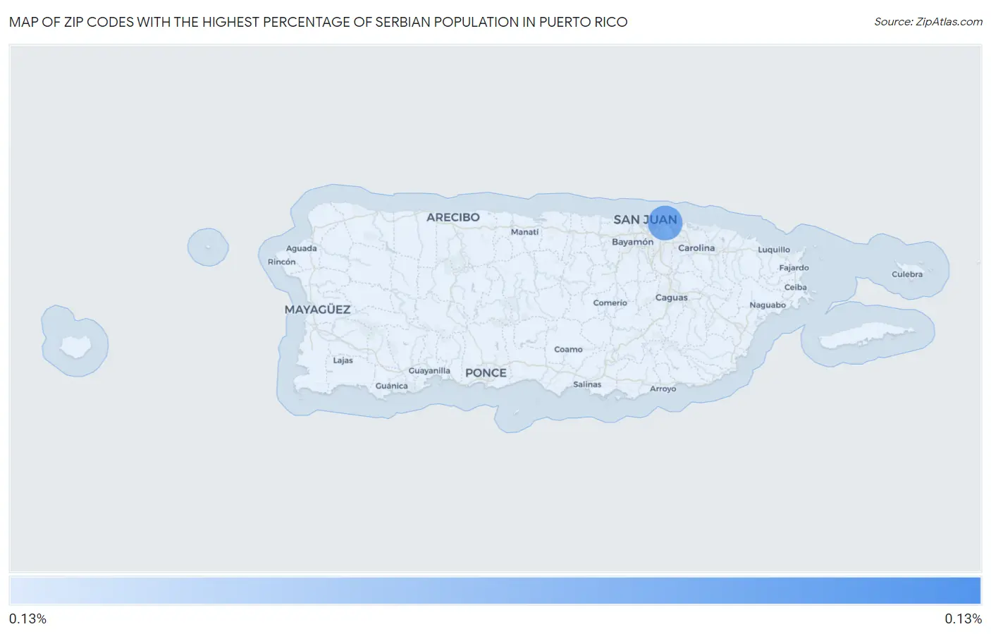 Zip Codes with the Highest Percentage of Serbian Population in Puerto Rico Map