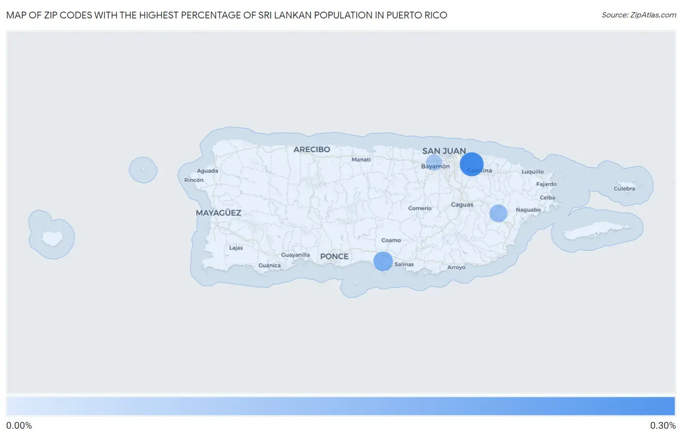 Zip Codes with the Highest Percentage of Sri Lankan Population in Puerto Rico Map