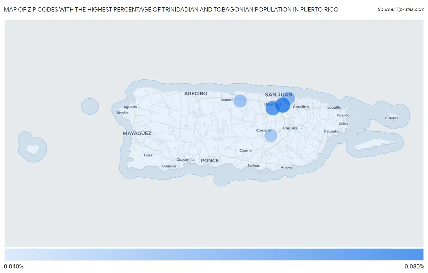 Zip Codes with the Highest Percentage of Trinidadian and Tobagonian Population in Puerto Rico Map