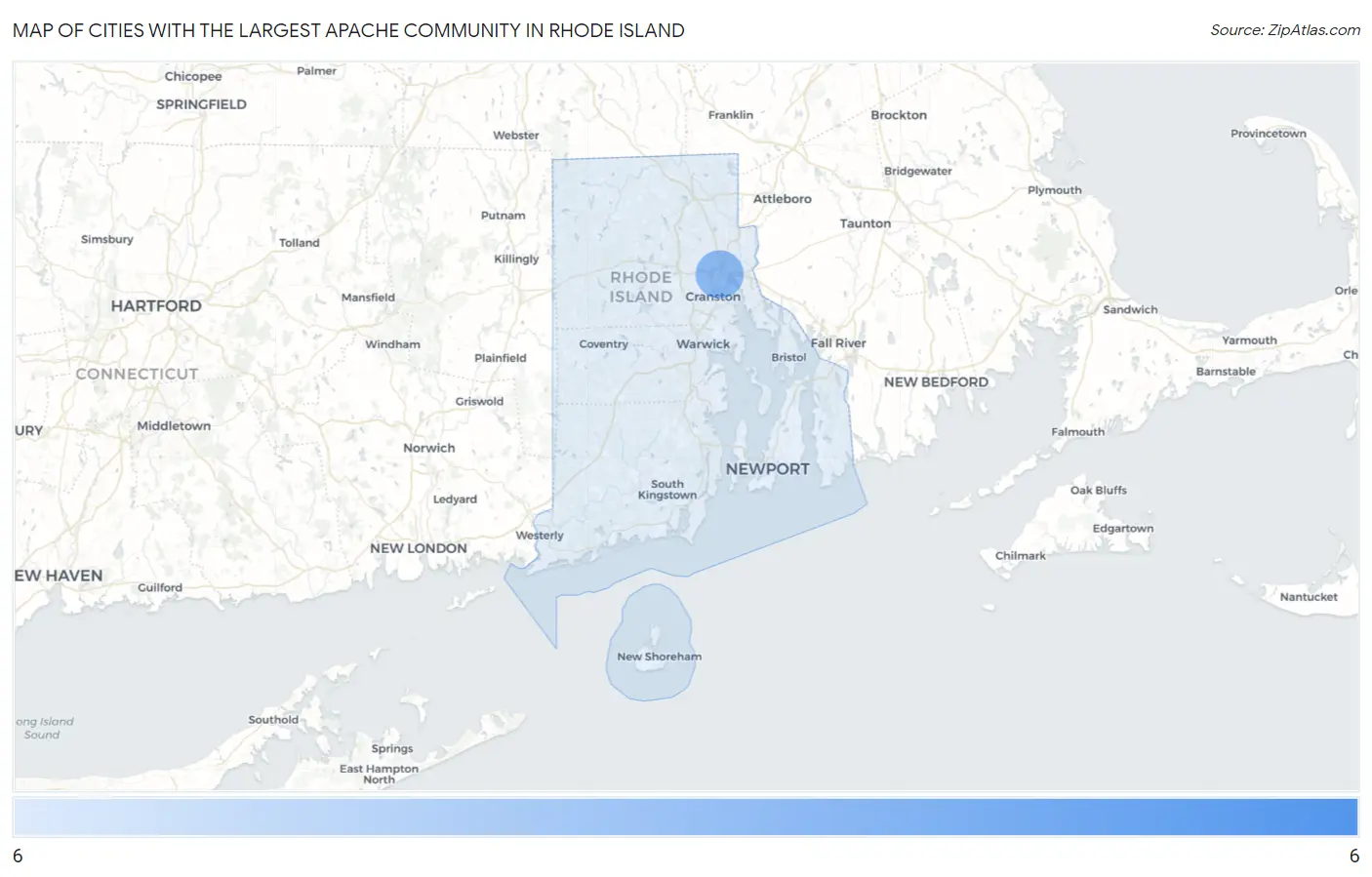 Cities with the Largest Apache Community in Rhode Island Map
