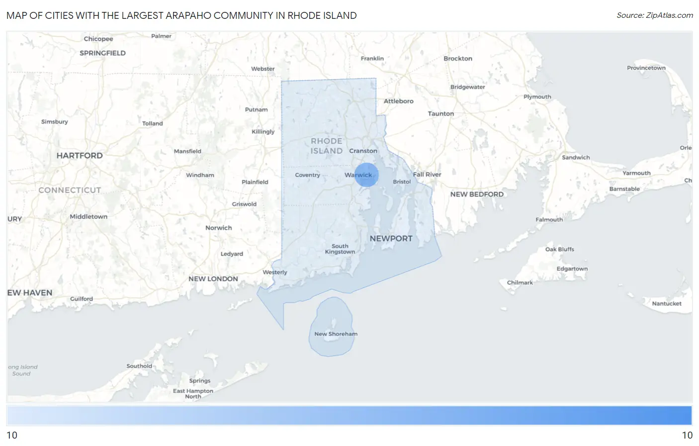 Cities with the Largest Arapaho Community in Rhode Island Map