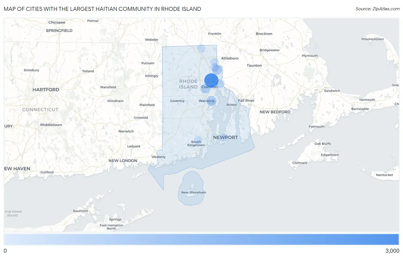 Cities with the Largest Haitian Community in Rhode Island Map
