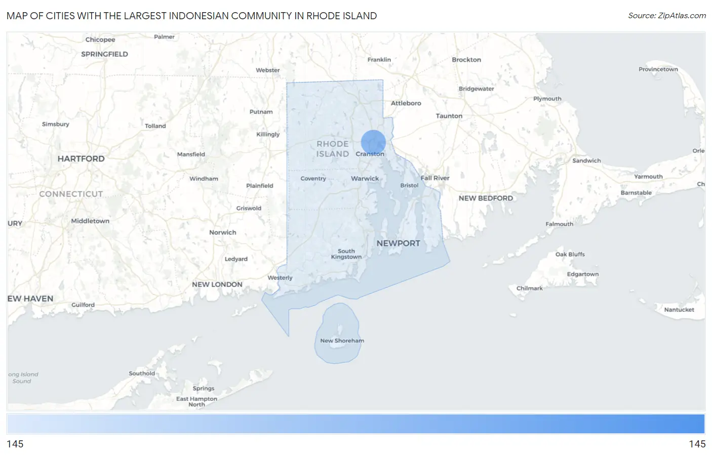 Cities with the Largest Indonesian Community in Rhode Island Map