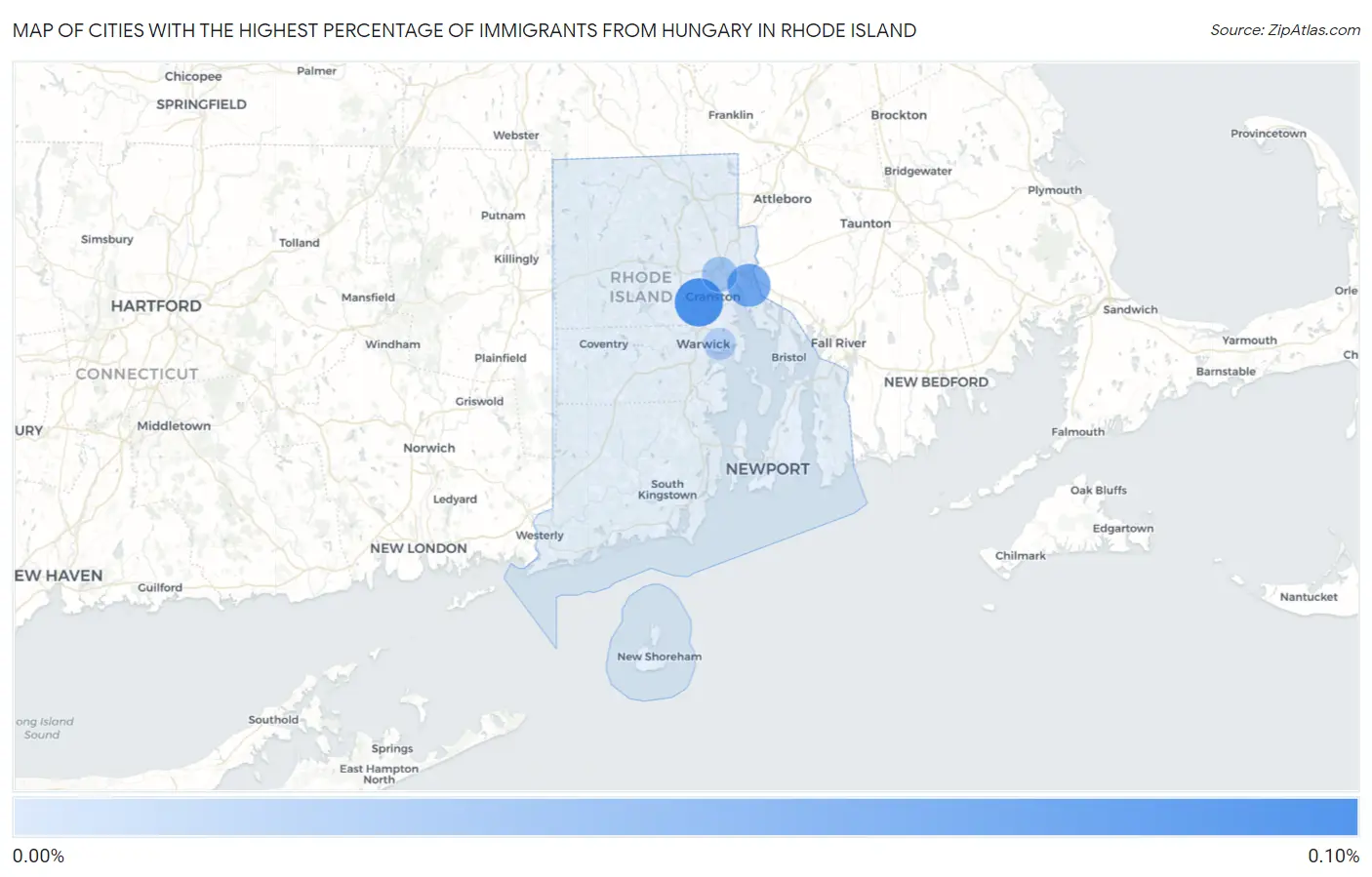 Cities with the Highest Percentage of Immigrants from Hungary in Rhode Island Map