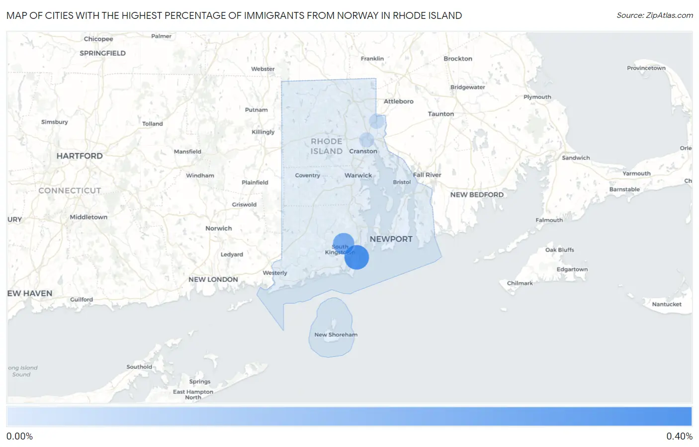 Cities with the Highest Percentage of Immigrants from Norway in Rhode Island Map