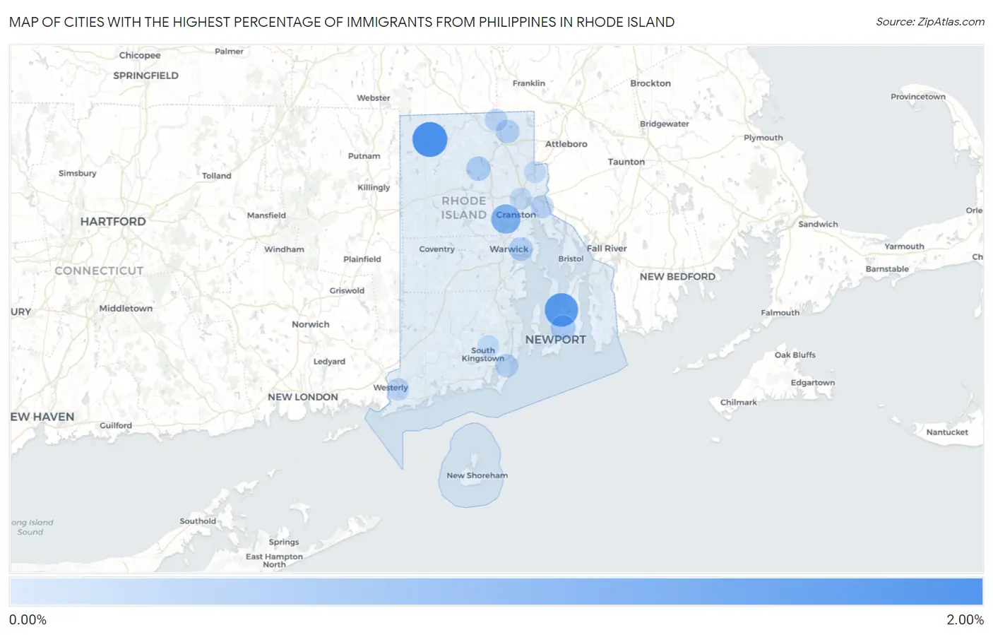 Cities with the Highest Percentage of Immigrants from Philippines in Rhode Island Map
