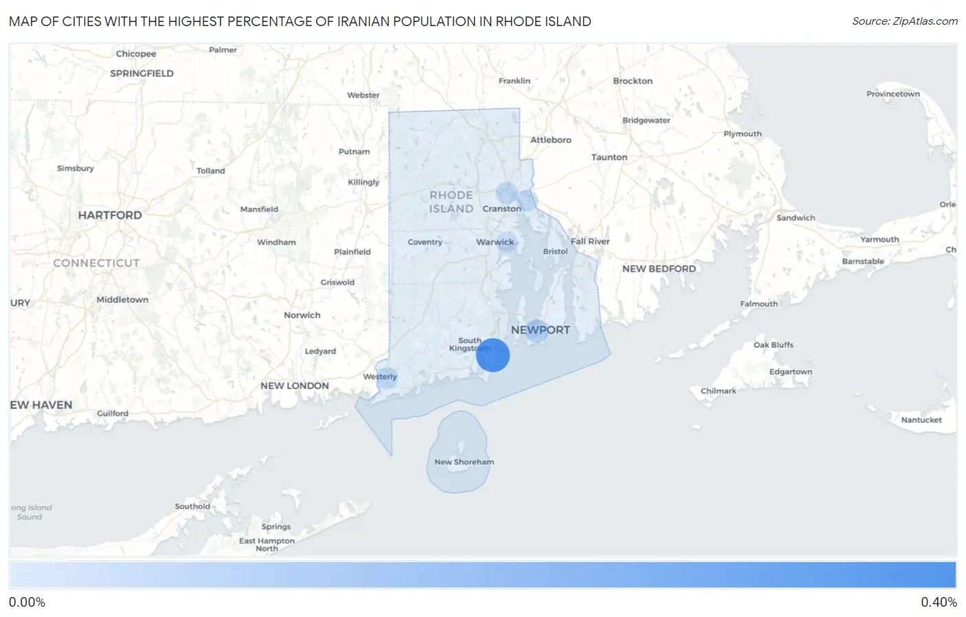 Cities with the Highest Percentage of Iranian Population in Rhode Island Map