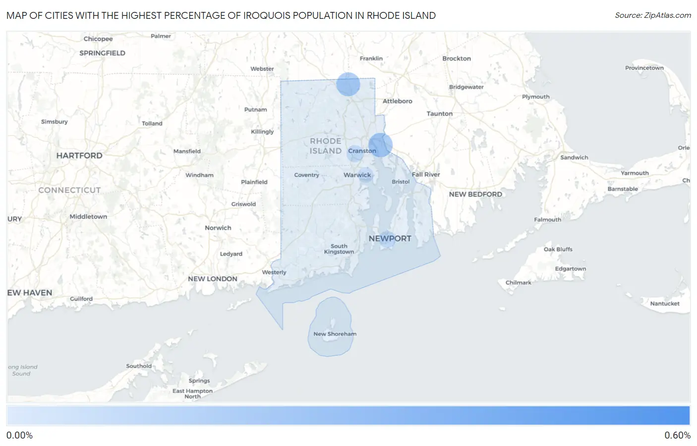 Cities with the Highest Percentage of Iroquois Population in Rhode Island Map